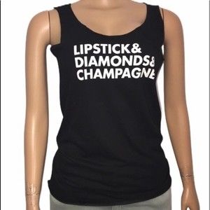 Graphic Tank Lipstick & Diamonds & Champagne black white